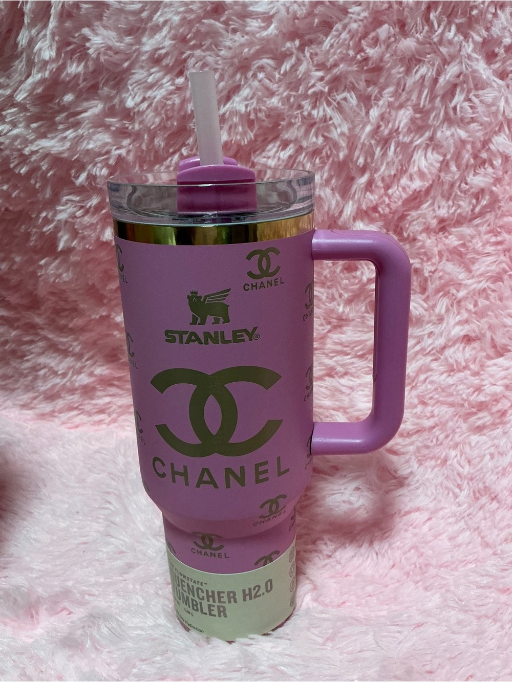 Stanley Pink Tumbler with Gold Logo Accents